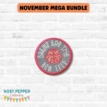 Load image into Gallery viewer, Brains Are The New T!ts patch (2 sizes included) machine embroidery design DIGITAL DOWNLOAD