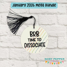 Load image into Gallery viewer, BRB bookmark/bag tag/ornament machine embroidery design DIGITAL DOWNLOAD