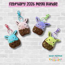 Load image into Gallery viewer, Chocolate Bunny mini stuffie set (4 designs included) machine embroidery designs DIGITAL DOWNLOAD