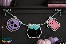 Load image into Gallery viewer, Halloween Applique Bunting (3 designs included) machine embroidery design DIGITAL DOWNLOAD