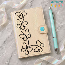 Load image into Gallery viewer, Butterfly Line Art top load notebook cover machine embroidery design DIGITAL DOWNLOAD