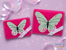 Load image into Gallery viewer, Butterfly applique notebook cover (2 sizes available) machine embroidery design DIGITAL DOWNLOAD