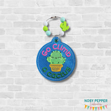 Load image into Gallery viewer, Go Climb A Cactus bag tag/ornament/bookmark —FEB 26 MB—machine embroidery design DIGITAL DOWNLOAD