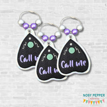 Load image into Gallery viewer, Call Me appliqué bag tag/ornament/bookmark machine embroidery design DIGITAL DOWNLOAD