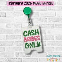 Load image into Gallery viewer, Cash Bribes badge reel case machine embroidery design DIGITAL DOWNLOAD