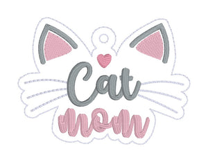 Cat Mom bookmark machine embroidery file DIGITAL DOWNLOAD