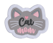 Load image into Gallery viewer, Cat Mom patch machine embroidery design (2 sizes included) DIGITAL DOWNLOAD