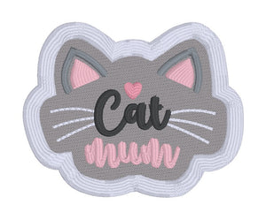Cat Mum patch machine embroidery design (2 sizes included) DIGITAL DOWNLOAD