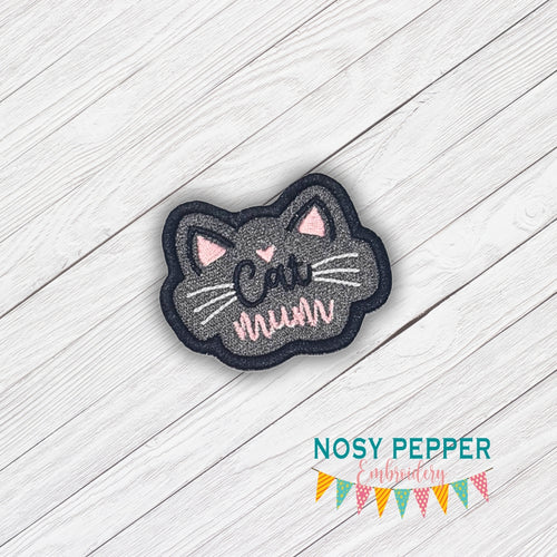 Cat Mum patch machine embroidery design (2 sizes included) DIGITAL DOWNLOAD