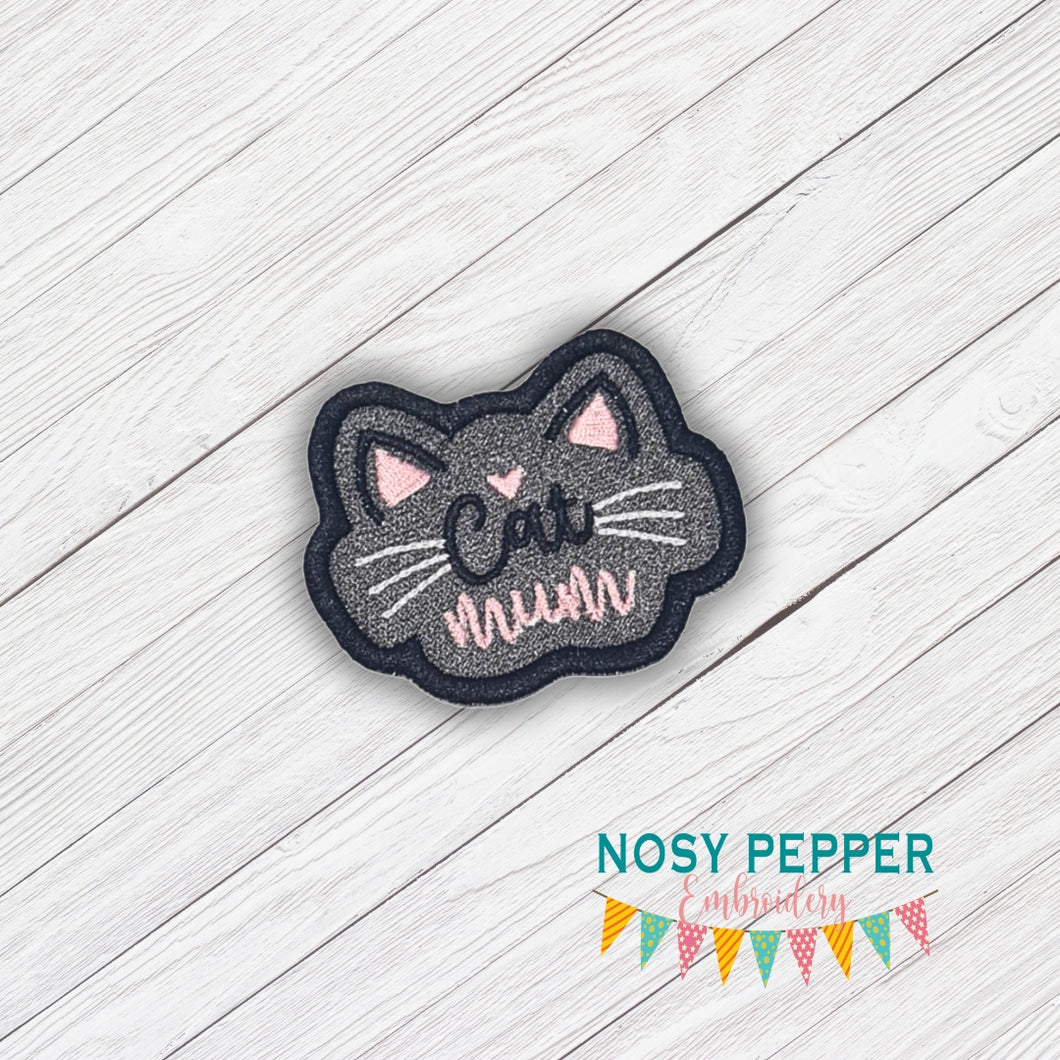 Cat Mum patch machine embroidery design (2 sizes included) DIGITAL DOWNLOAD