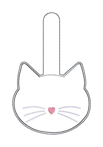 Cat shaker snap tab and eyelet fob machine embroidery file (single and multi files included) DIGITAL DOWNLOAD