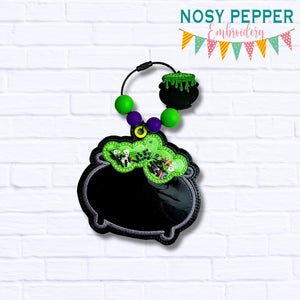 Cauldron applique shaker bookmark/bag tag/ornament machine embroidery file DIGITAL DOWNLOAD