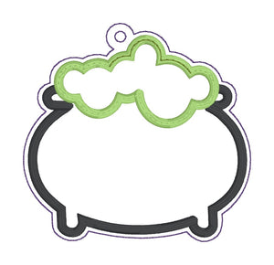 Cauldron applique shaker bookmark/bag tag/ornament machine embroidery file DIGITAL DOWNLOAD