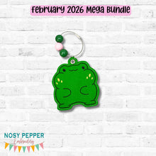 Load image into Gallery viewer, Chonky Frog bag tag/ornament/bookmark machine embroidery design DIGITAL DOWNLOAD