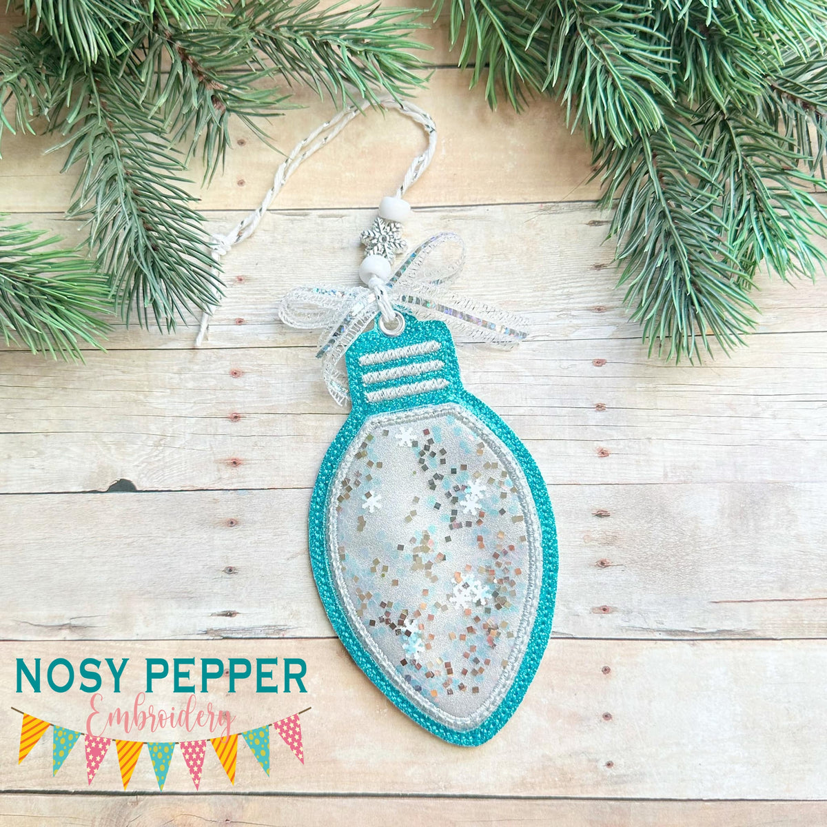 Christmas Bulb applique shaker ornament/bookmark/bag tag machine embro ...