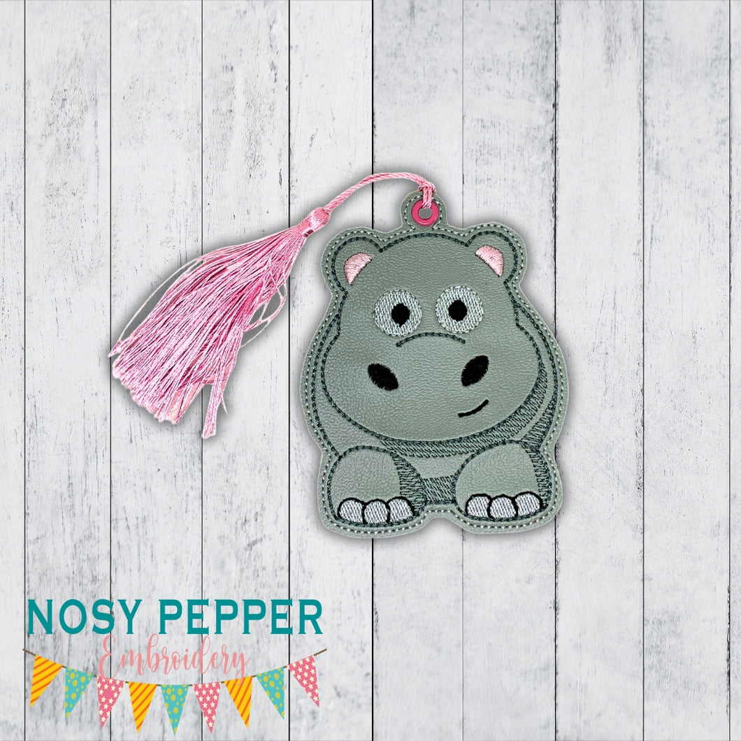 Chubby Hippo bookmark/bag tag/ornament machine embroidery file DIGITAL DOWNLOAD