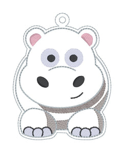 Chubby Hippo bookmark/bag tag/ornament machine embroidery file DIGITAL DOWNLOAD