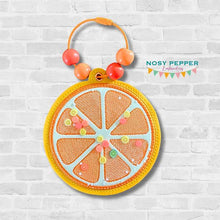 Load image into Gallery viewer, Citrus Slice applique shaker bagtag bookmark/ornament/bag tag machine embroidery design DIGITAL DOWNLOAD