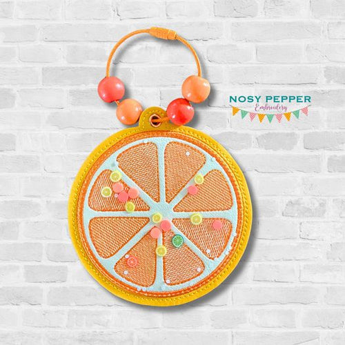 Citrus Slice applique shaker bagtag bookmark/ornament/bag tag machine embroidery design DIGITAL DOWNLOAD