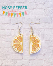 Load image into Gallery viewer, Citrus Slice earrings machine embroidery design ITH DIGITAL DOWNLOAD