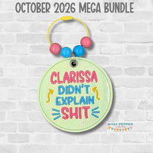 Load image into Gallery viewer, Clarissa bag tag machine embroidery design DIGITAL DOWNLOAD