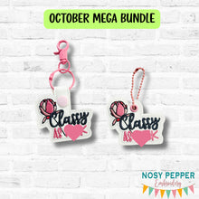 Load image into Gallery viewer, Classy AF snap tab and eyelet fob set 25 Fall Mature Mystery Bundle (single and multi files included) machine embroidery design DIGITAL DOWNLOAD