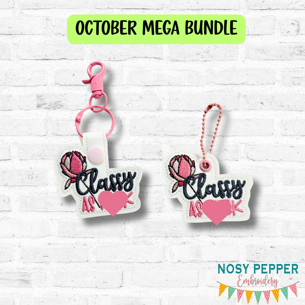 Classy AF snap tab and eyelet fob set 25 Fall Mature Mystery Bundle (single and multi files included) machine embroidery design DIGITAL DOWNLOAD