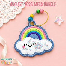 Load image into Gallery viewer, Rainbow applique bag tag machine embroidery design DIGITAL DOWNLOAD