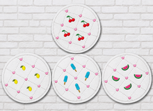 Load image into Gallery viewer, Quilted pack machine embroidery design (4 bag tag and 4 coaster designs included) DIGITAL DOWNLOAD