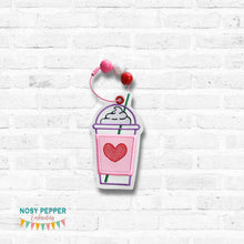 Load image into Gallery viewer, Coffee Heart bag tag/ornament/bookmark machine embroidery design DIGITAL DOWNLOAD