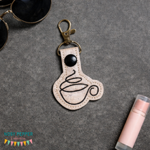 Load image into Gallery viewer, Coffee Minimalist Snap tab (single and multi files included) machine embroidery design DIGITAL DOWNLOAD