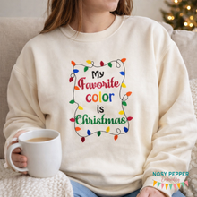 Load image into Gallery viewer, My Favorite Color is Christmas lights machine embroidery design 4 sizes included DIGITAL DOWNLOAD