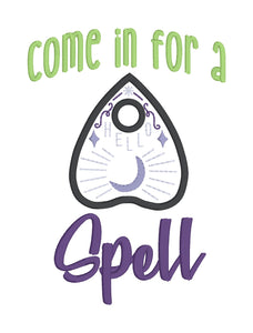Come In For A Spell Applique machine embroidery design (4 sizes included) DIGITAL DOWNLOAD