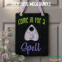 Load image into Gallery viewer, Come In For A Spell ITH sign machine embroidery design (4 sizes included) DIGITAL DOWNLOAD