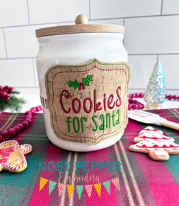 Cookies For Santa Jar band (3 sizes included) machine embroidery design DIGITAL DOWNLOAD
