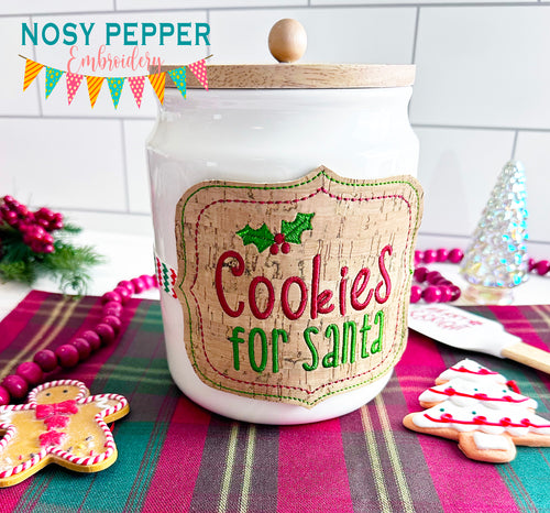 Cookies For Santa Jar band (3 sizes included) machine embroidery design DIGITAL DOWNLOAD
