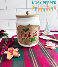 Load image into Gallery viewer, Cookies For Santa Jar band (3 sizes included) machine embroidery design DIGITAL DOWNLOAD