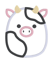 Load image into Gallery viewer, Cow Squishy Applique machine embroidery design (5 sizes included) DIGITAL DOWNLOAD