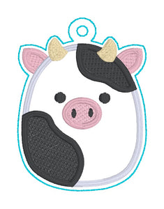 Cow Squishy snap tab and eyelet fob machine embroidery file (single and multi files included) DIGITAL DOWNLOAD