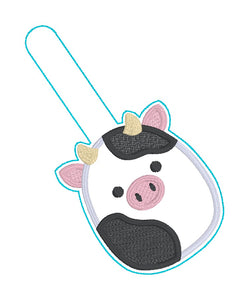 Cow Squishy snap tab and eyelet fob machine embroidery file (single and multi files included) DIGITAL DOWNLOAD