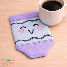 Load image into Gallery viewer, Crayon applique mug rug--July 25 MB-- machine embroidery design (4 sizes and 2 versions included) DIGITAL DOWNLOAD