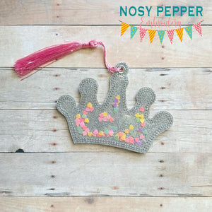 Crown applique shaker bookmark/bag tag/ornament machine embroidery file DIGITAL DOWNLOAD