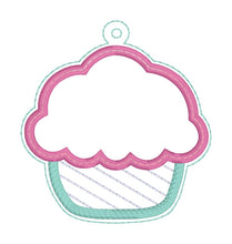 Load image into Gallery viewer, Cupcake applique shaker bookmark/bag tag/ornament machine embroidery file DIGITAL DOWNLOAD