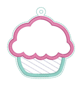 Cupcake applique shaker bookmark/bag tag/ornament machine embroidery file DIGITAL DOWNLOAD