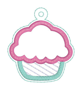 Cupcake applique shaker snap tab and eyelet fob machine embroidery file (single and multi files included) DIGITAL DOWNLOAD