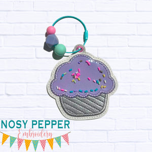 Cupcake applique shaker bookmark/bag tag/ornament machine embroidery file DIGITAL DOWNLOAD