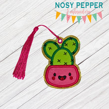 Load image into Gallery viewer, Cute Cactus Applique bookmark machine embroidery file DIGITAL DOWNLOAD