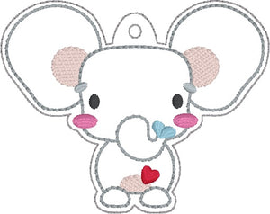 Cute Elephant applique bookmark/ornament/bag tag machine embroidery design DIGITAL DOWNLOAD