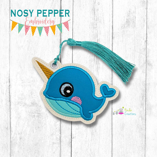 Cute Narwhal Applique bookmark machine embroidery file DIGITAL DOWNLOAD