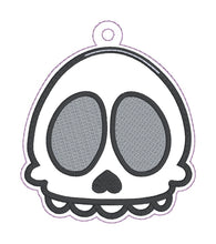 Load image into Gallery viewer, Cute Skull shaker bookmark/ornament/bag tag machine embroidery design DIGITAL DOWNLOAD